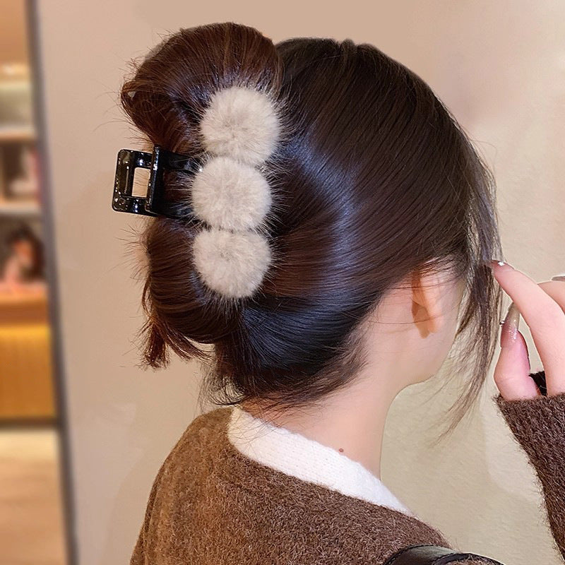 Pom Pom Hair Claw Clip