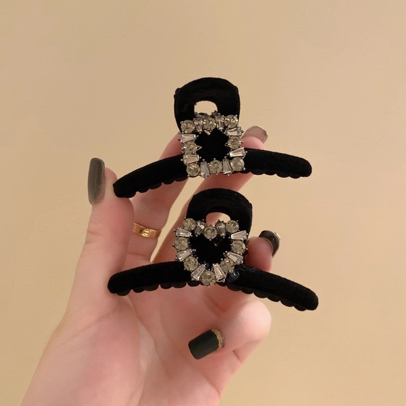 Rhinestone Flocked Mini Hair Claw Clip