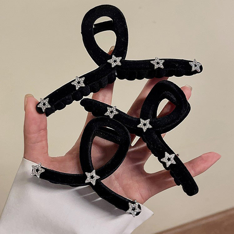 Rhinestone Star Velvet Hair Claw Clip view 2