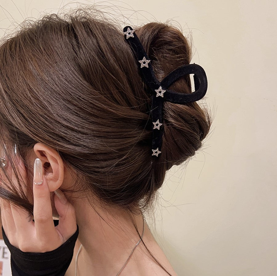 Rhinestone Star Velvet Hair Claw Clip view 3