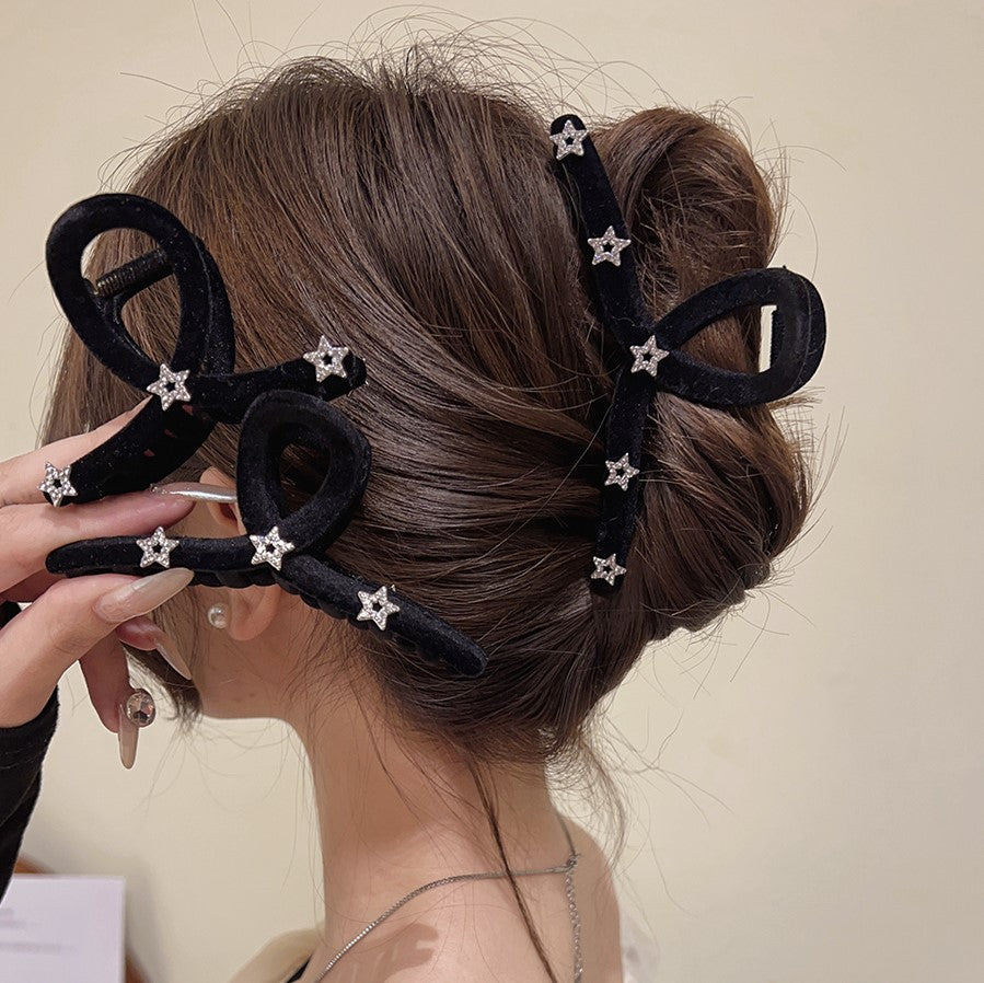 Rhinestone Star Velvet Hair Claw Clip
