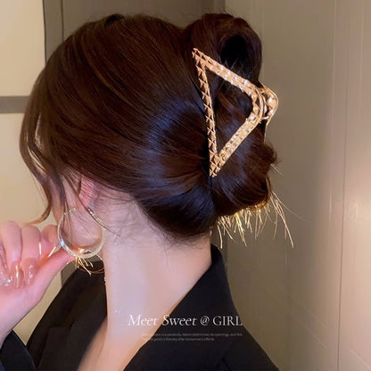 Rhinestone Triangle Metal Hair Claw Clip view 3