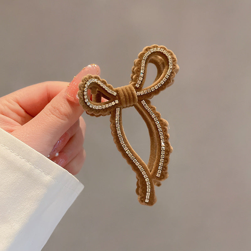 Rhinestone Velvet Bow Hair Claw Clip view 7