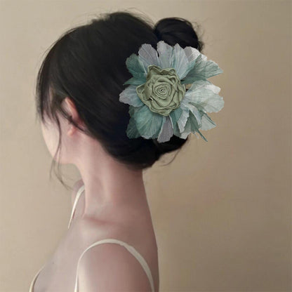 Rose Organza Flower Hair Claw Clip view 2
