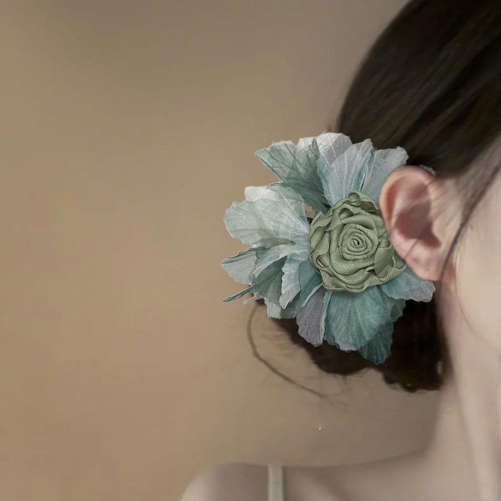 Rose Organza Flower Hair Claw Clip view 3