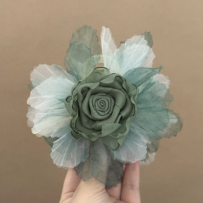 Rose Organza Flower Hair Claw Clip view 4