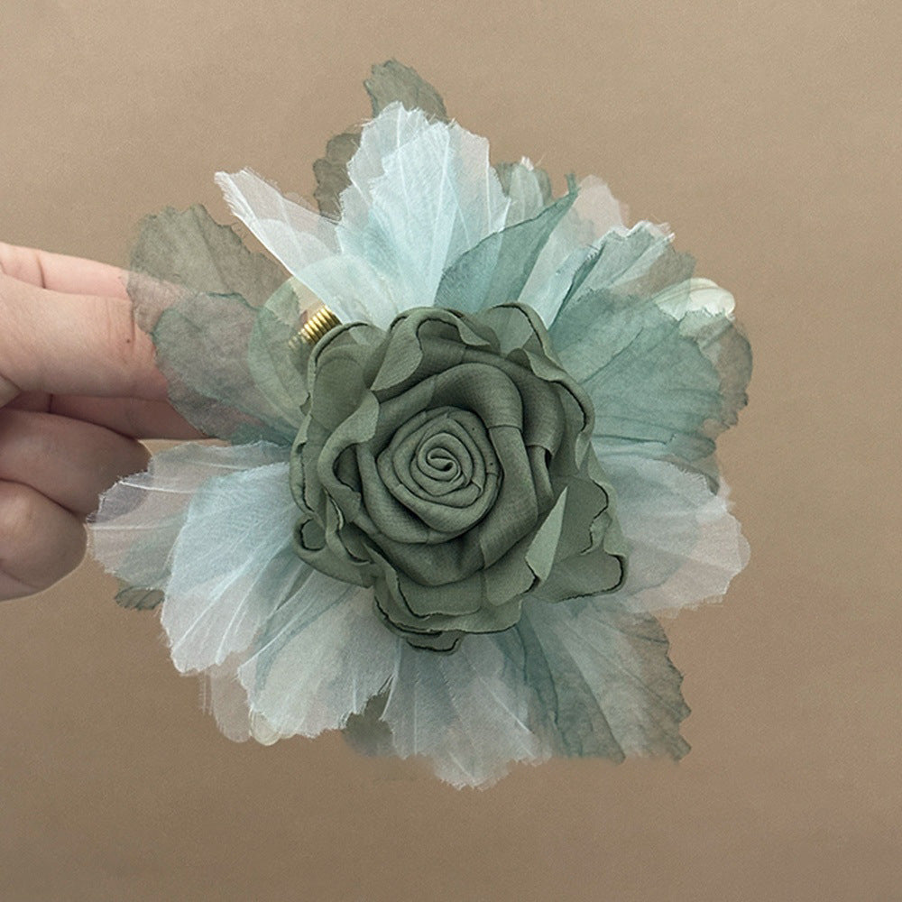 Rose Organza Flower Hair Claw Clip view 6