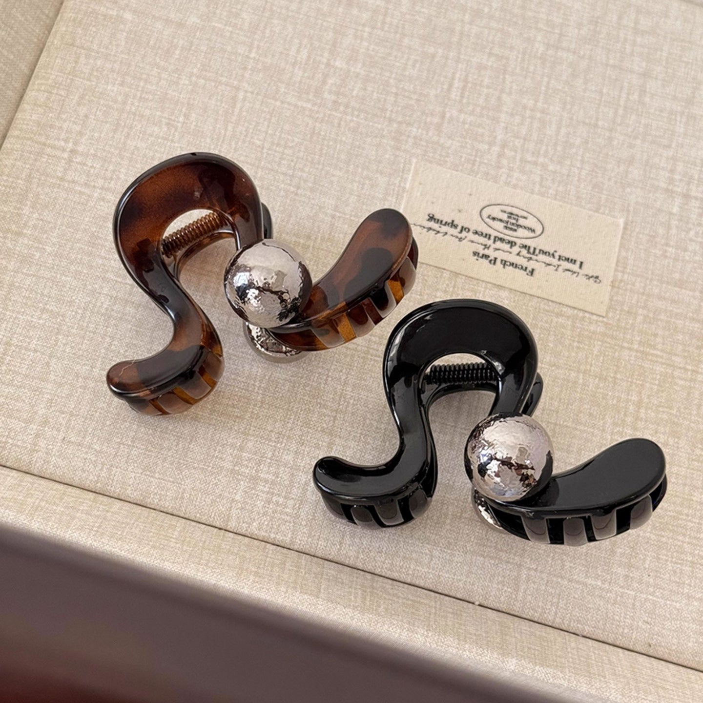 Silver Pearl Hair Claw Clip view 2
