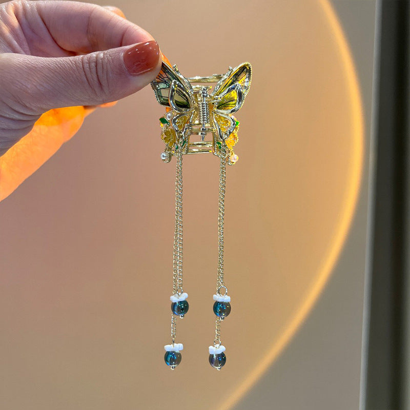 Transparent Butterfly Bow Tassel Claw Clip view 2