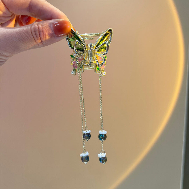 Transparent Butterfly Bow Tassel Claw Clip view 4