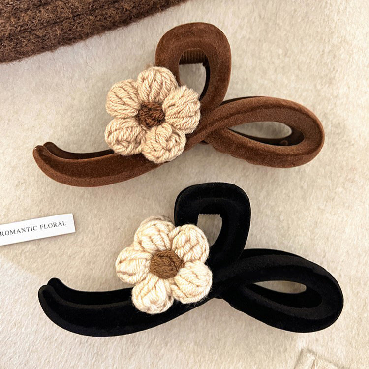 Velvet Bow Flower Hair Claw Clip view 2