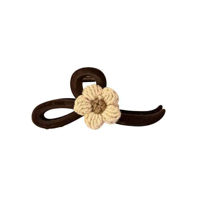 Velvet Bow Flower Hair Claw Clip view 5