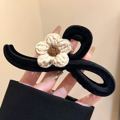 Velvet Bow Flower Hair Claw Clip view 6