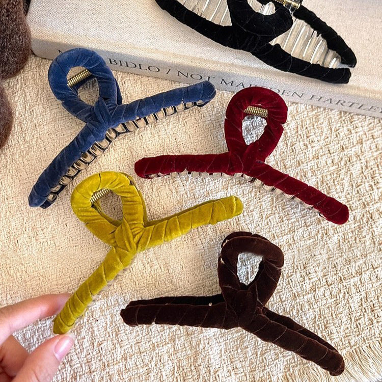 Velvet Cross Hair Claw Clip view 2