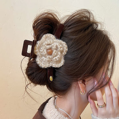 Velvet Flower Hair Claw Clip view 3