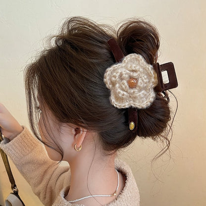 Velvet Flower Hair Claw Clip view 4