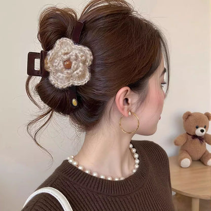 Velvet Flower Hair Claw Clip