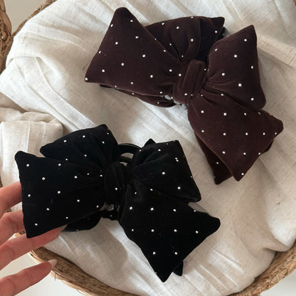 Velvet Rhinestone Bow Hair Claw Clip view 2