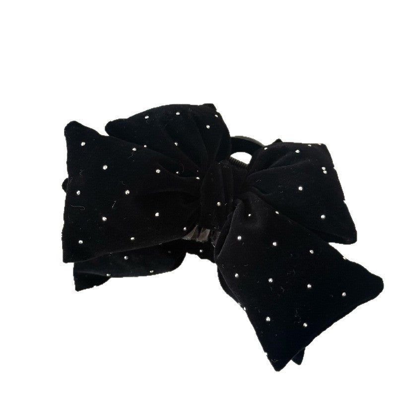 Velvet Rhinestone Bow Hair Claw Clip view 5