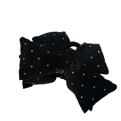 Velvet Rhinestone Bow Hair Claw Clip view 5