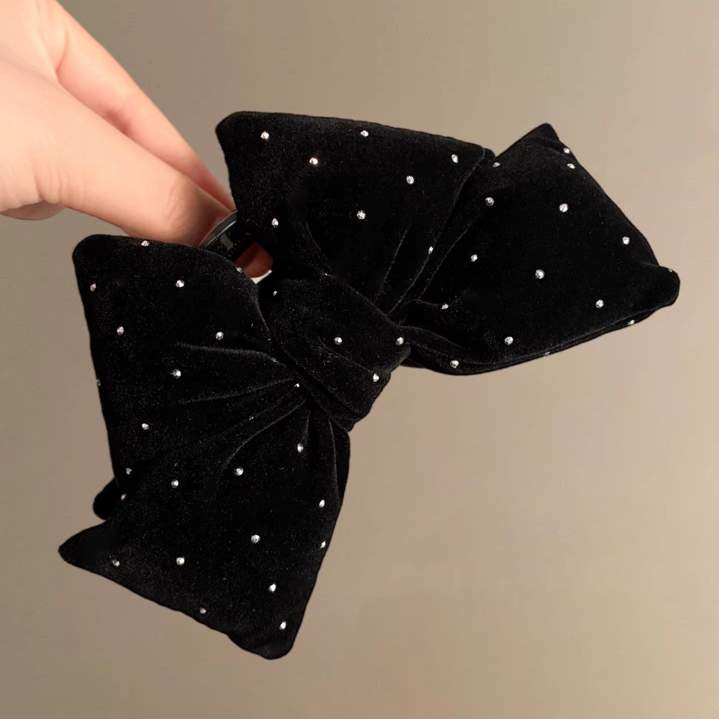Velvet Rhinestone Bow Hair Claw Clip view 6