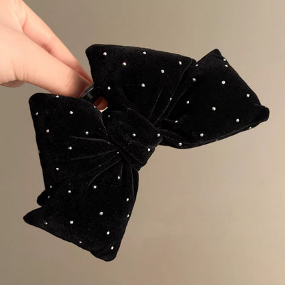 Velvet Rhinestone Bow Hair Claw Clip view 6