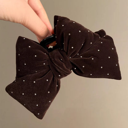 Velvet Rhinestone Bow Hair Claw Clip view 7