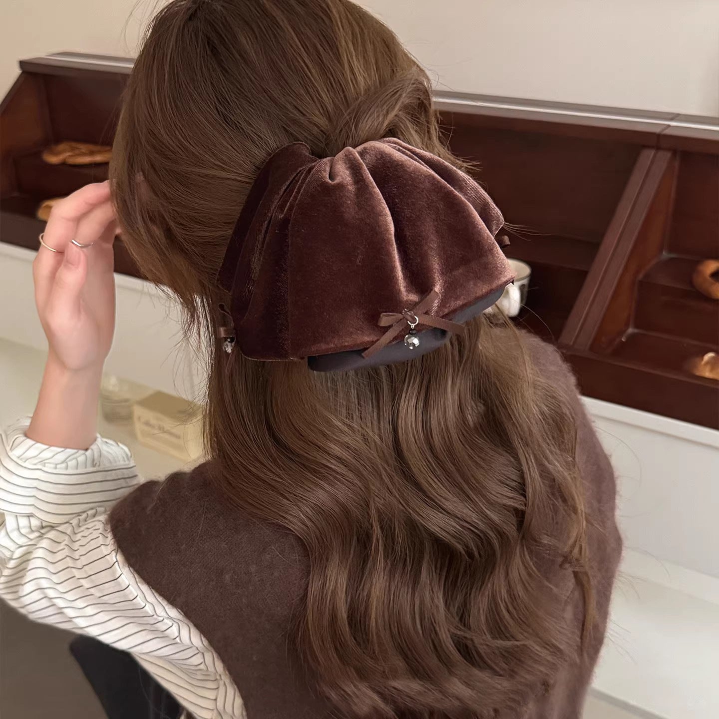 Velvet Skirt Bow Hair Claw Clip view 4