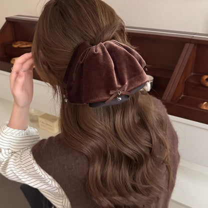 Velvet Skirt Bow Hair Claw Clip view 4