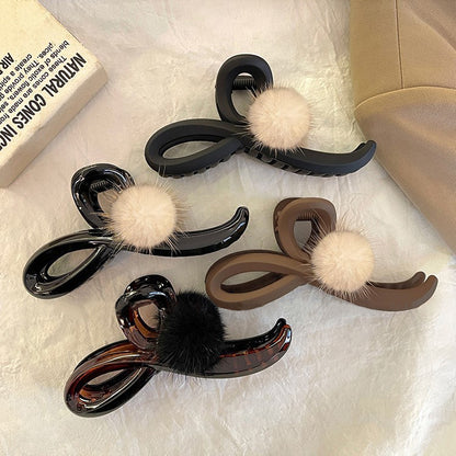 Warm Pom Pom Hair Claw Clip view 2