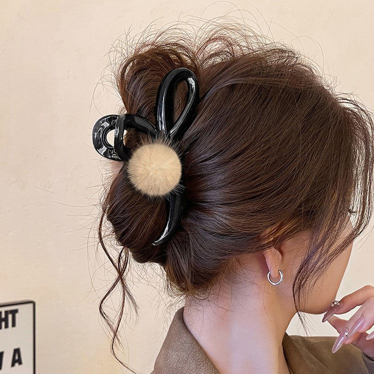 Warm Pom Pom Hair Claw Clip view 4