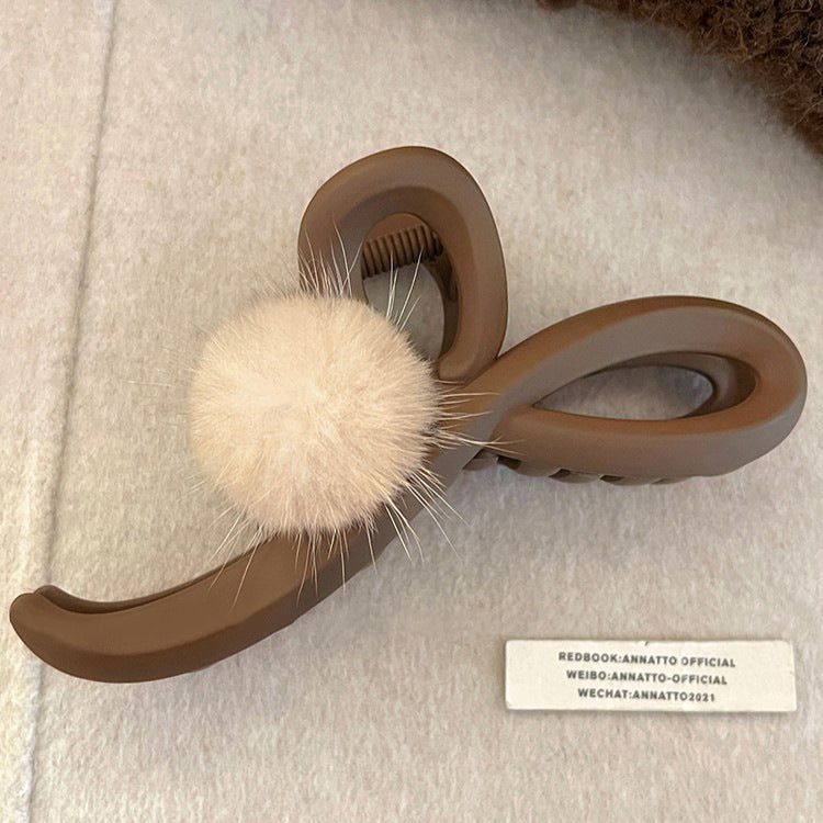 Warm Pom Pom Hair Claw Clip view 6