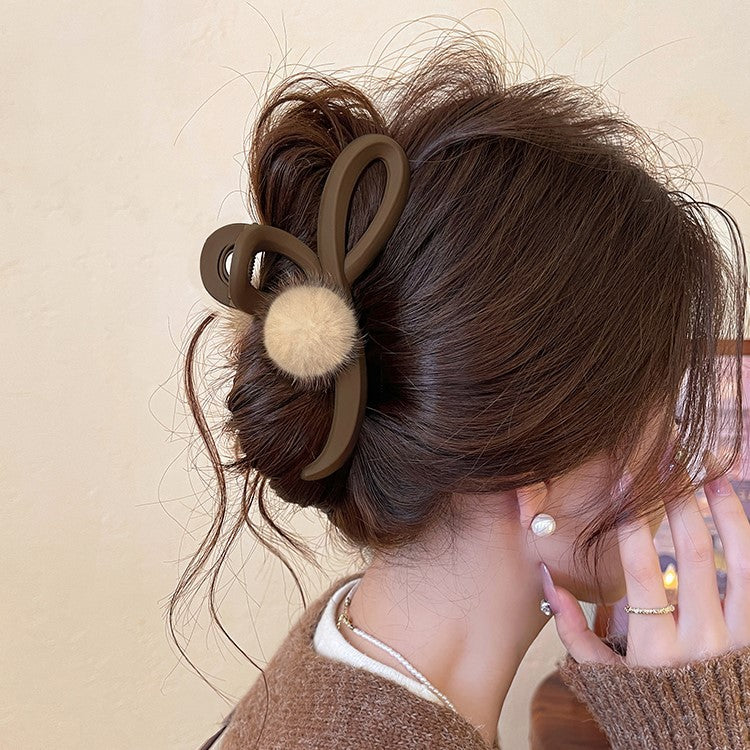 Warm Pom Pom Hair Claw Clip